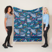 Shark Under The Sea Cute Personalized Pattern Fleece Blanket