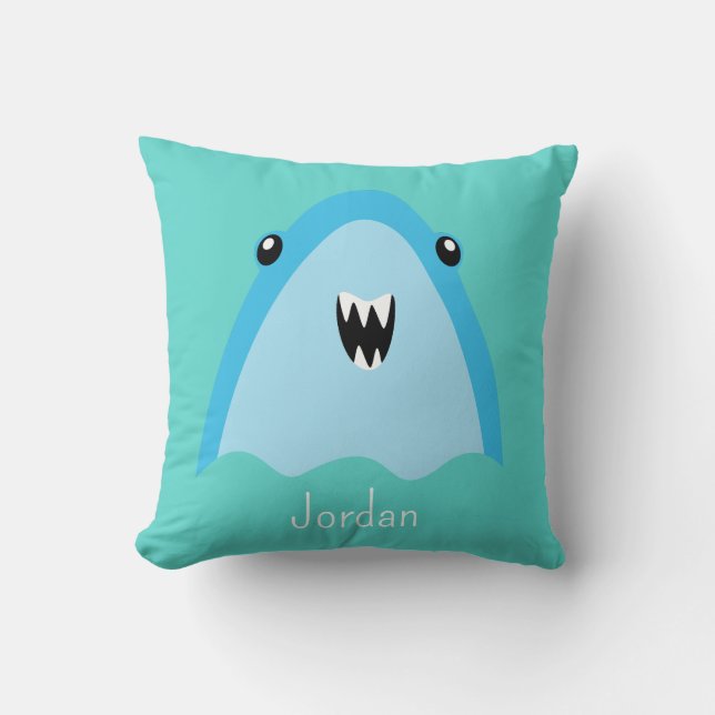 Shark Under The Sea Cute Personalized Pattern Throw Pillow (Front)