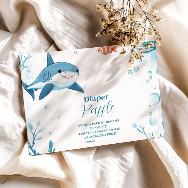Shark Under the Sea Ocean Animals Diapper Raffle Enclosure Card (Creator Uploaded)