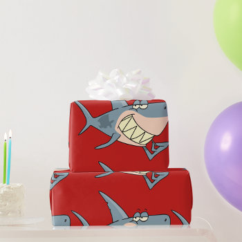 Shark Using A Toothpick Glossy Wrapping Paper by spudcreative at Zazzle