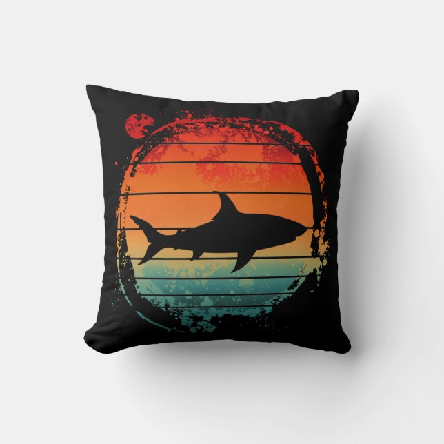 SHARK VINTAGE RETRO THROW PILLOW (Front)