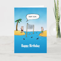 Shark Volleyball Birthday Card