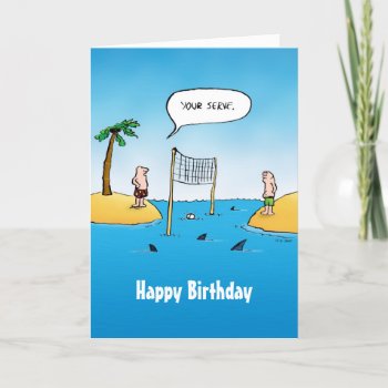 Shark Volleyball Birthday Card by BastardCard at Zazzle