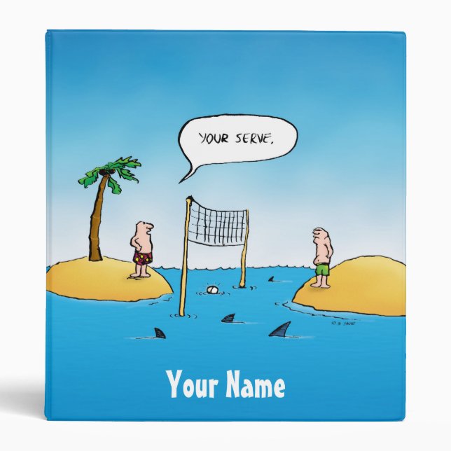 Shark Volleyball Funny Blue Personalized Binder (Front)