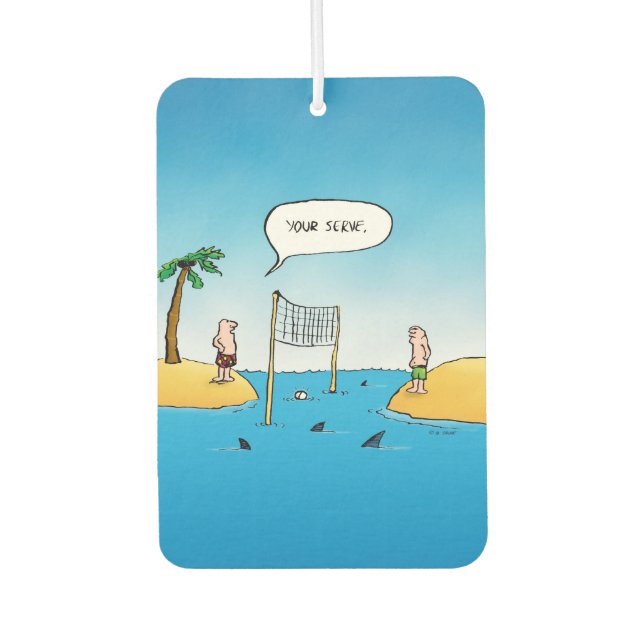 Shark Volleyball Funny Cartoon Air Freshener (Front)