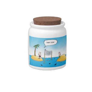 Shark Volleyball Funny Cartoon Candy Jar