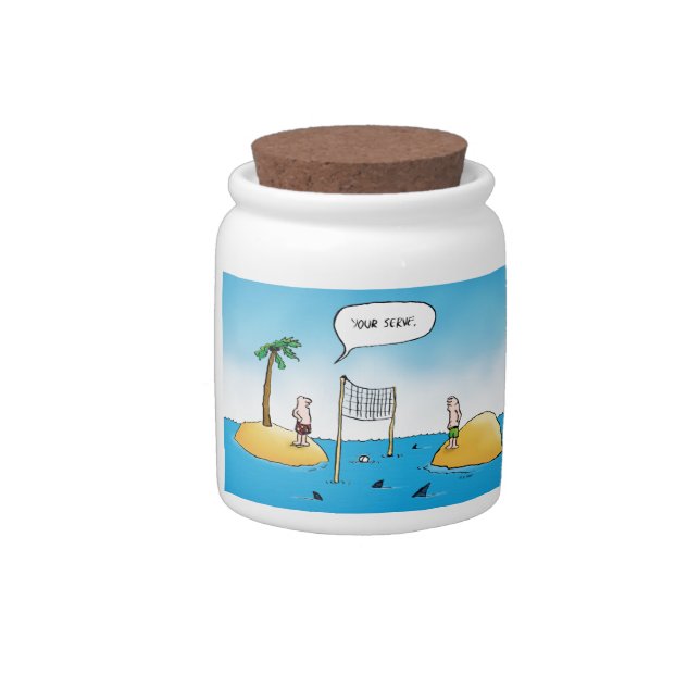 Shark Volleyball Funny Cartoon Candy Jar (Right)