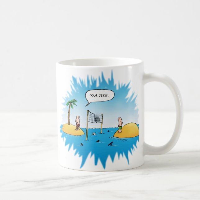 Shark Volleyball Funny Cartoon Coffee Mug (Right)