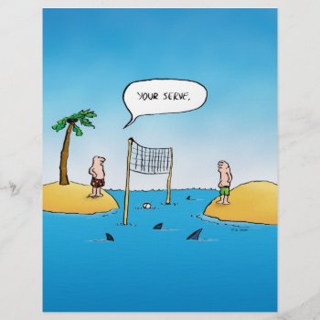 Shark Volleyball Funny Cartoon Flyer by BastardCard at Zazzle