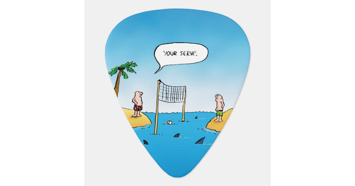Shark Volleyball Funny Cartoon Guitar Pick | Zazzle