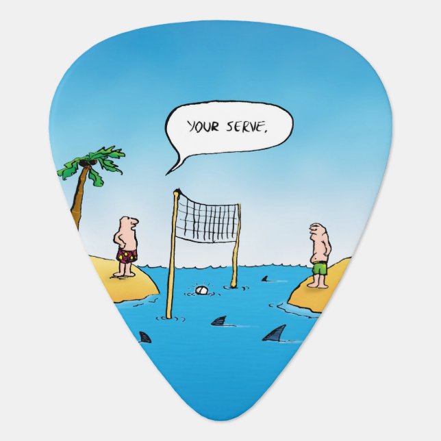Shark Volleyball Funny Cartoon Guitar Pick (Front)