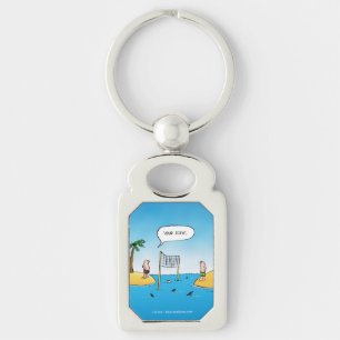 Shark Volleyball Funny Cartoon Keychain