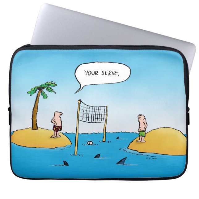 Shark Volleyball Funny Cartoon Laptop Sleeve (Front)