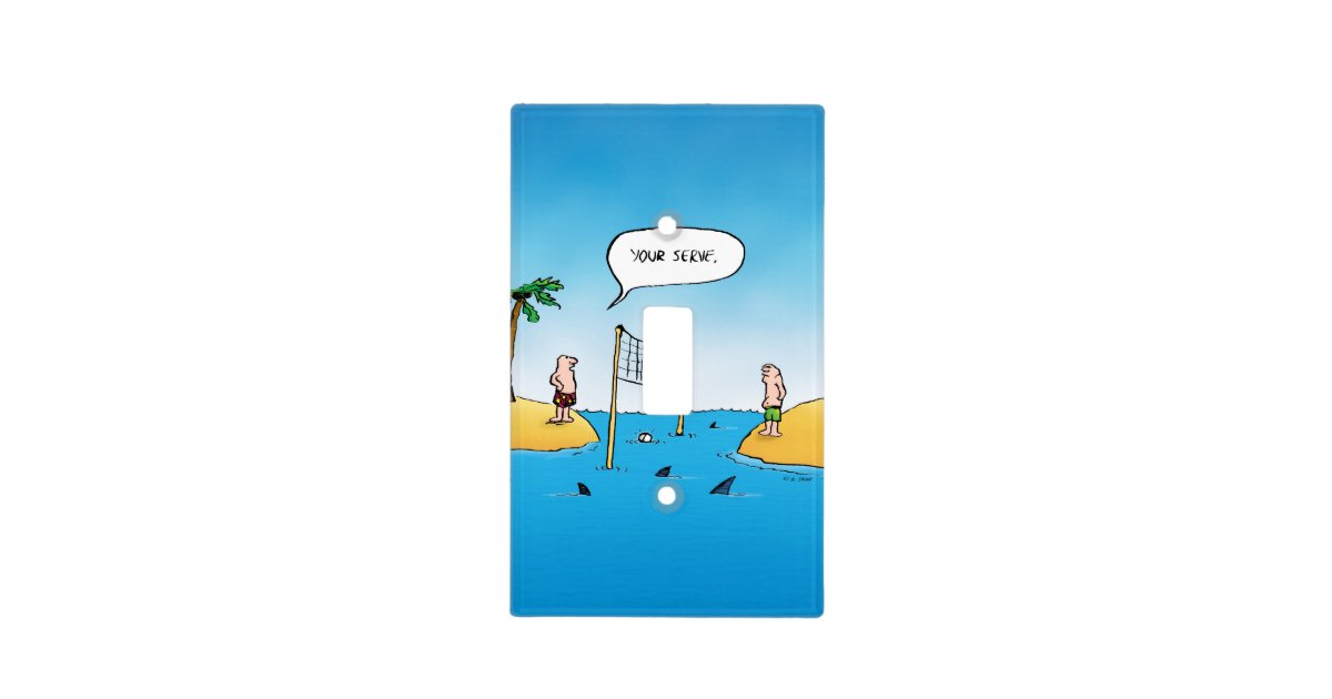 Shark Volleyball Funny Cartoon Light Switch Cover | Zazzle