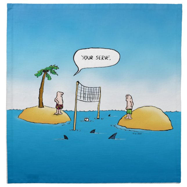 Shark Volleyball Funny Cartoon Napkins (Front)