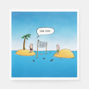 Shark Volleyball Funny Cartoon Paper Napkins