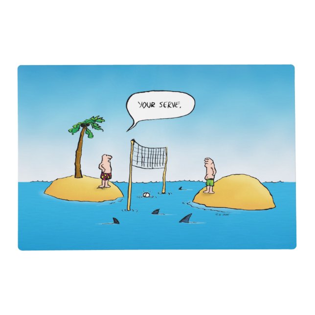 Shark Volleyball Funny Cartoon Placemat (Front)