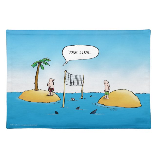 Shark Volleyball Funny Cartoon Placemat (Front)