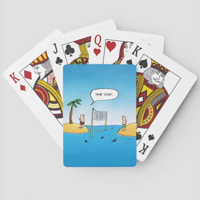 Shark Volleyball Funny Cartoon Poker Cards (Back)