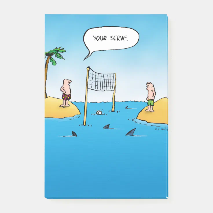 Shark Volleyball Funny Cartoon Post-it Notes | Zazzle