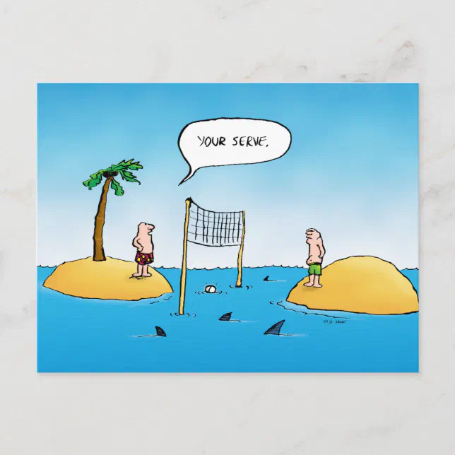 Shark Volleyball Funny Cartoon Postcard Zazzle