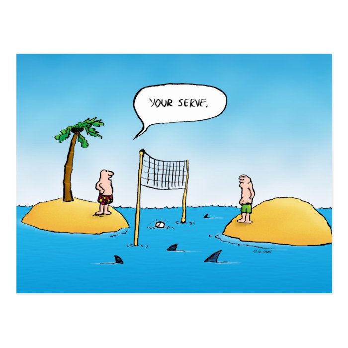 Shark Volleyball Funny Cartoon Postcard