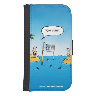 Shark Volleyball Funny Cartoon Samsung S4 Wallet Case