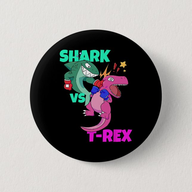 Shark Vs Dinosaur T Rex Boxing Gloves For Kids Boy Button (Front)