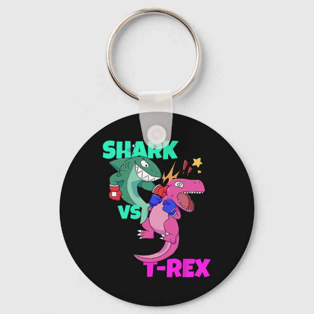 Shark Vs Dinosaur T Rex Boxing Gloves For Kids Boy Keychain (Front)
