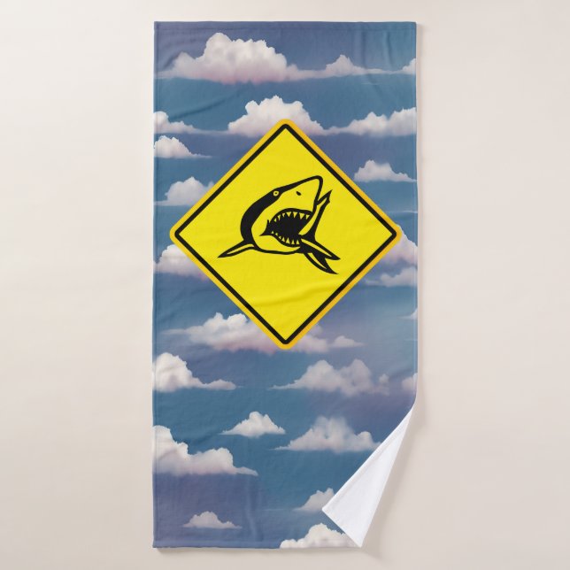 shark warning sign bath towel (Bath Towel)