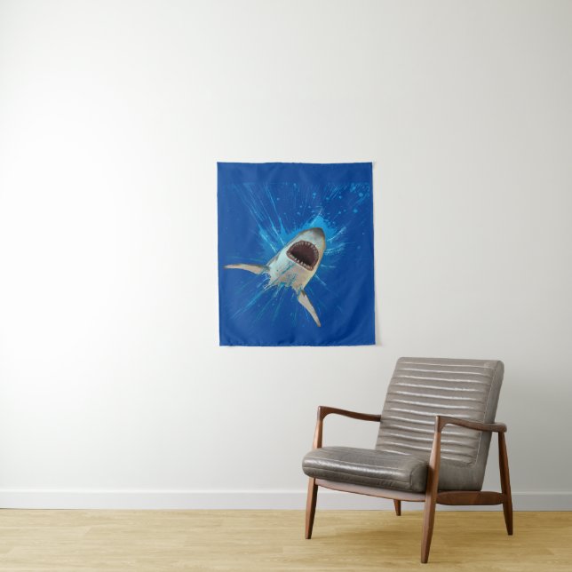 SHARK WATER SPLASH OCEAN TAPESTRY (In Situ)