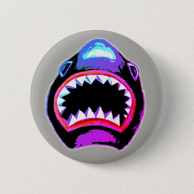 Shark Watercolor Illustration Button (Front)