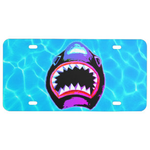 Shark Watercolor Pink Purple Illustration License Plate