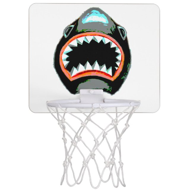 Shark Watercolor Pink Purple Illustration Mini Basketball Hoop (Front)