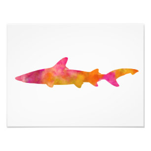 Shark Watercolor Silhouette Pink Yellow Sharks Photo Print