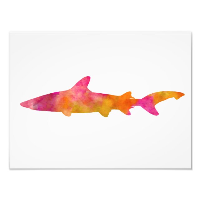 Shark Watercolor Silhouette Pink Yellow Sharks Photo Print (Front)