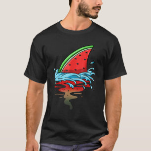 Shark Watermelon  Fish Fin Summer Fruit Slice Seed T-Shirt