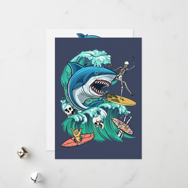 Shark wave holiday card (Front/Back In Situ)