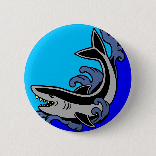 Shark Waves Pinback Button (Front)