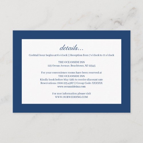 Shark Wedding Details Enclosure Card