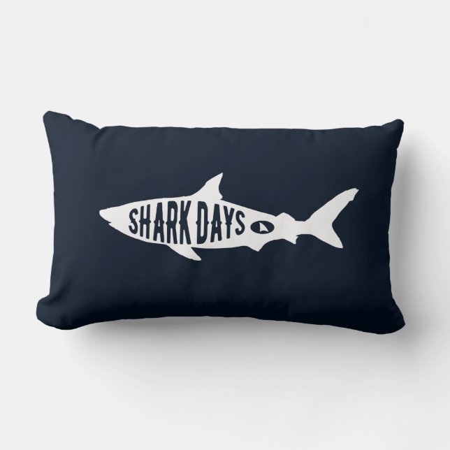 Shark Week Sharks Lover Gifts Typography Art Lumbar Pillow (Front)