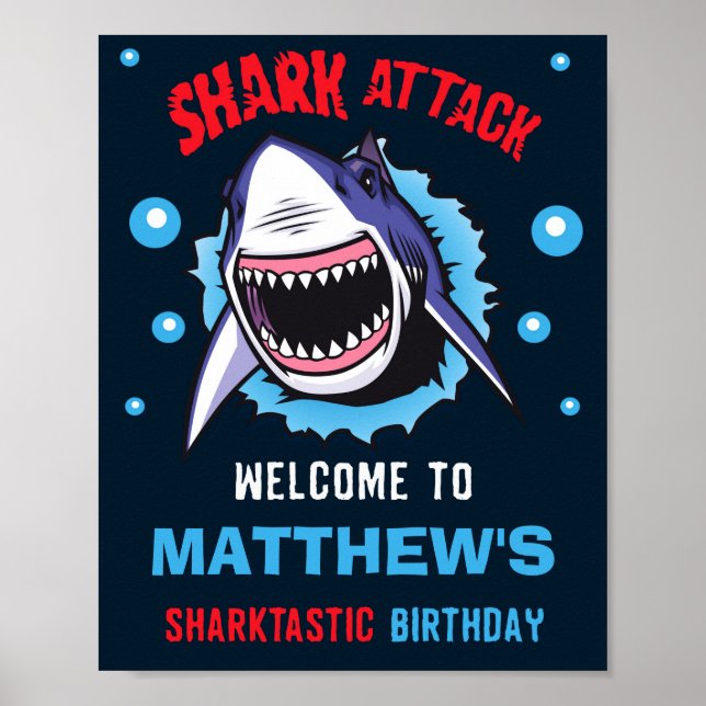 Shark welcome party sign Sharktastic party sign (Front)