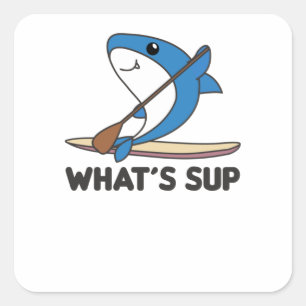Shark Whats Sup Team Funny Sharks Paddling Square Sticker
