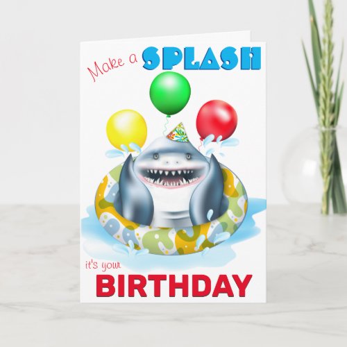 Shark Whimsical Kids Birthday Card