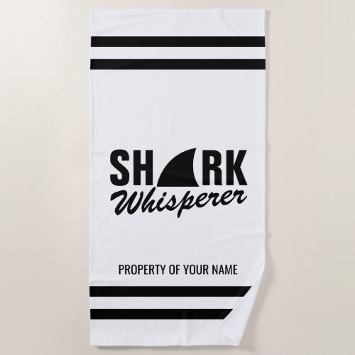 Shark whisperer funny beach towel for scuba diver