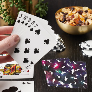 Shark white shadow on Dark galaxy Space Poker Cards