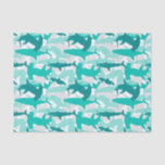Shark White & Teal Camouflage Pattern Tissue Paper<br><div class="desc">Add a "bite" of fun to your gift with this cool (yet scary!) shark camouflage pattern tissue paper set. The white, gray and teal coloring gives the look of a fun and fresh underwater feel. But beware of that pop of red added in for extra scare! Matching items can be...</div>