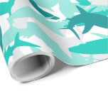 Shark White & Teal Camouflage Print Wrapping Paper<br><div class="desc">Add a "bite" of fun to your gift with this cool (yet scary!) shark camouflage patterned wrapping paper. The white,  gray and teal coloring gives the look of a fun and fresh under the sea feel. Matching items can be found in our 'A Bite of Summer Fun' collection.</div>