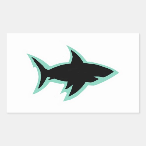 Shark window silhouette white outline rectangular sticker