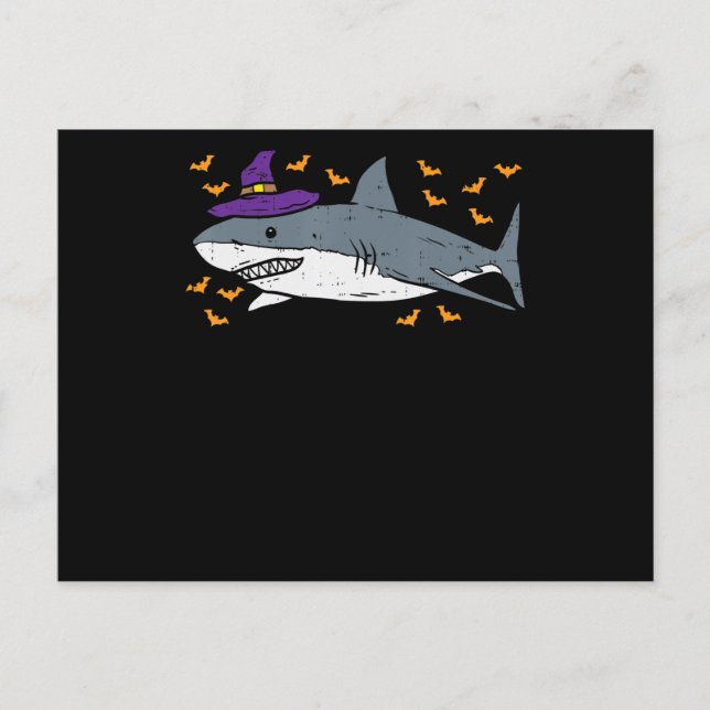 Shark Witch Funny Animal Halloween Invitation Postcard (Front)